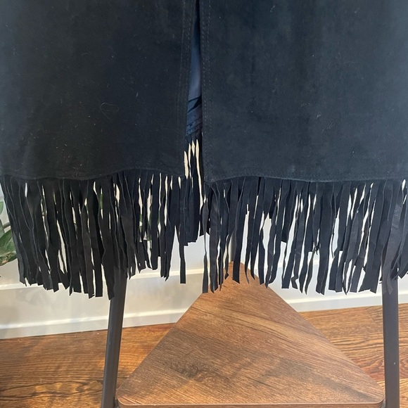 Running Wild Leather Fringe Vintage Wrap Skirt Size OS - Picture 7 of 16